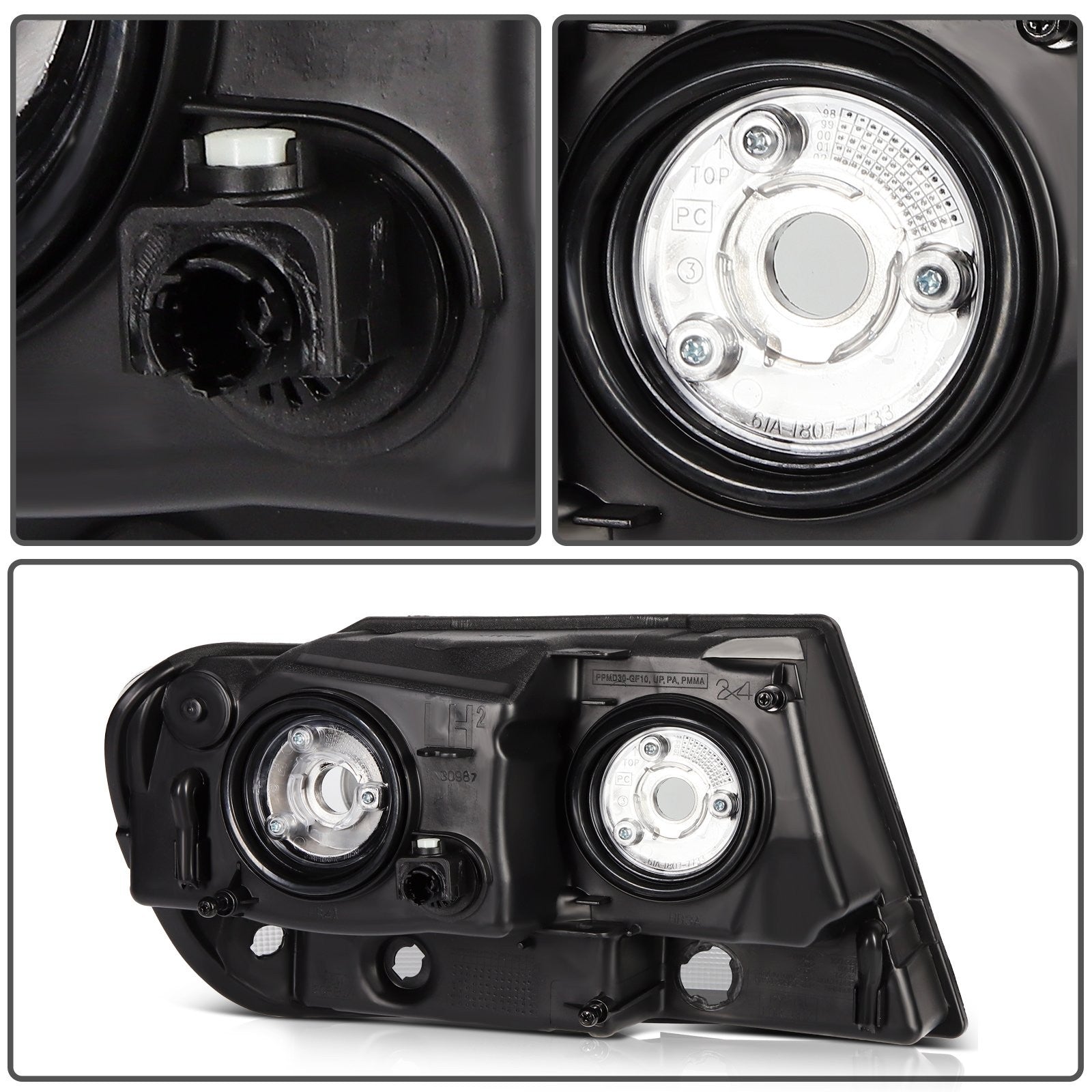 ECCPP Headlights Assembly For Jeep Grand Cherokee 4.0L 4.7L 1999-2004 Pair Black 6B93BC-57