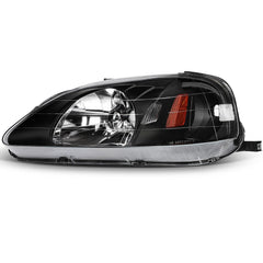 ECCPP Halogen Headlights Assembly For Honda Civic 1.6L 1999-2000 Pair Kit Black 6B93BC-57