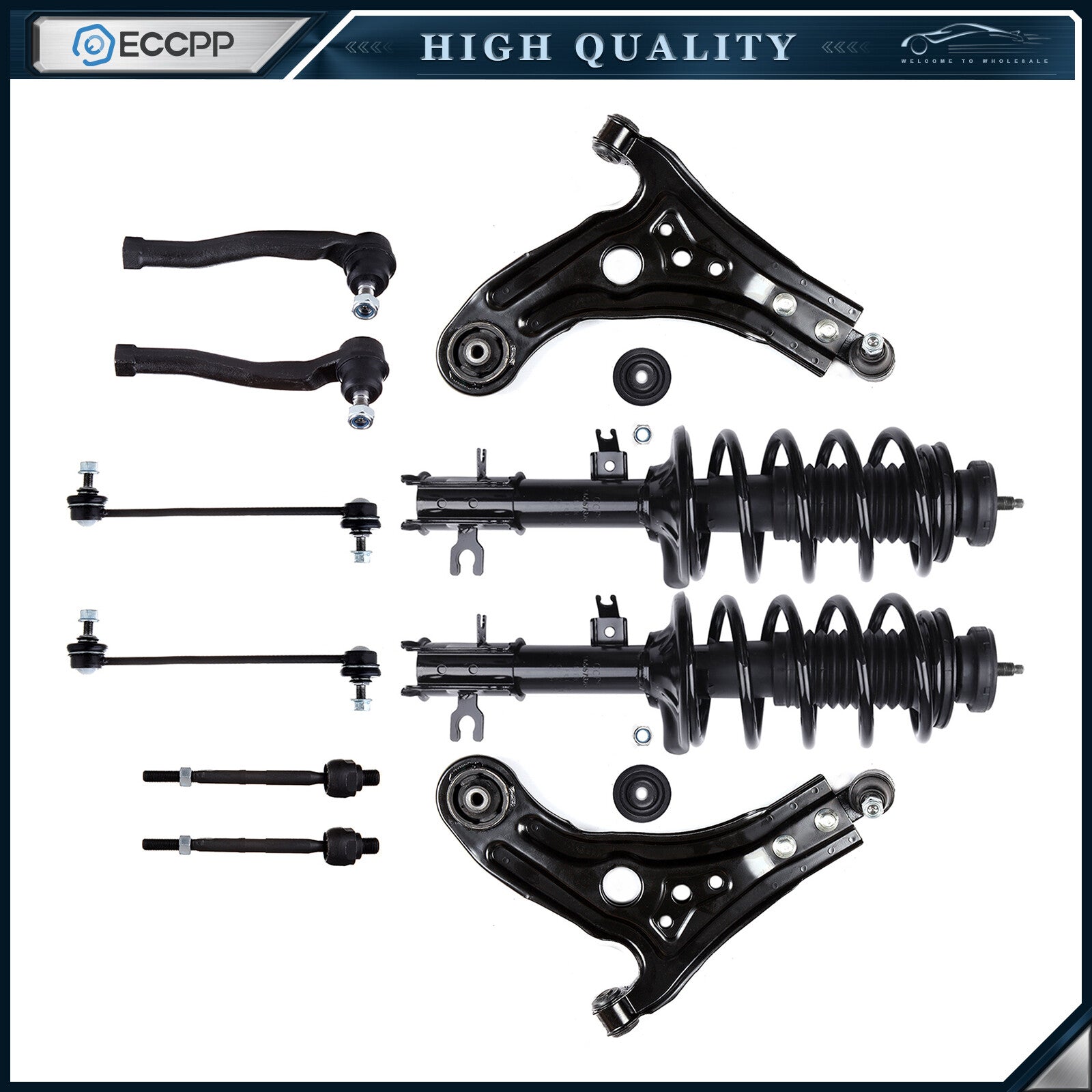 Front Struts Lower Control Arm Sway Bars Tie Rod for 2006-2011 Chevy Aveo Aveo5 6B93BC-57