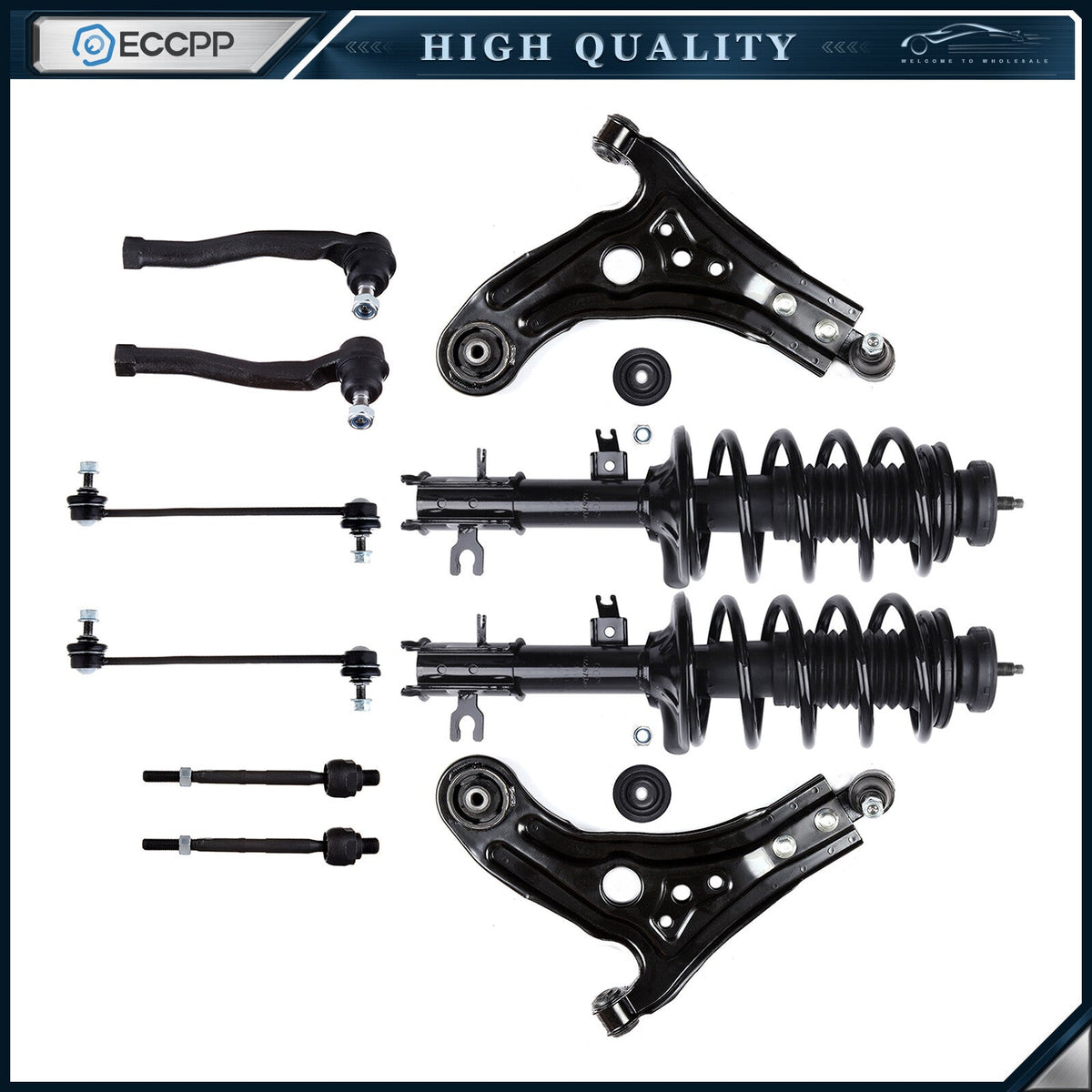 Front Struts Lower Control Arm Sway Bars Tie Rod for 2006-2011 Chevy Aveo Aveo5 6B93BC-57