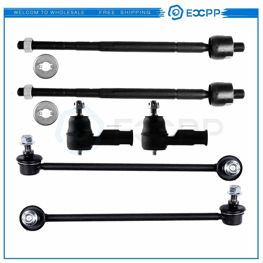 6pcs For 2003-2007 08 Hyundai Tiburon Front Sway Bars Inner Outer Tie Rod Links