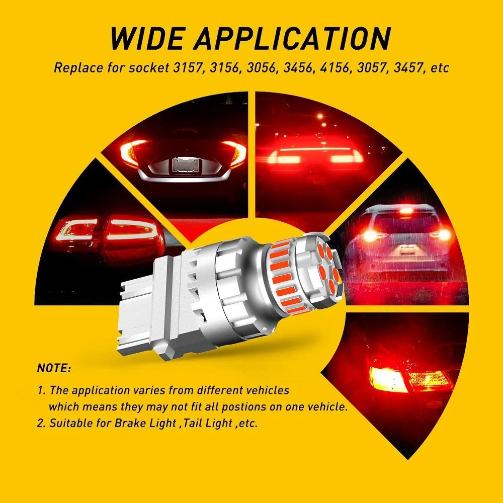 AUXITO 4X 3157 Super LED Red Strobe Flash Blinking Brake Tail Light Parking Bulb AUXITO