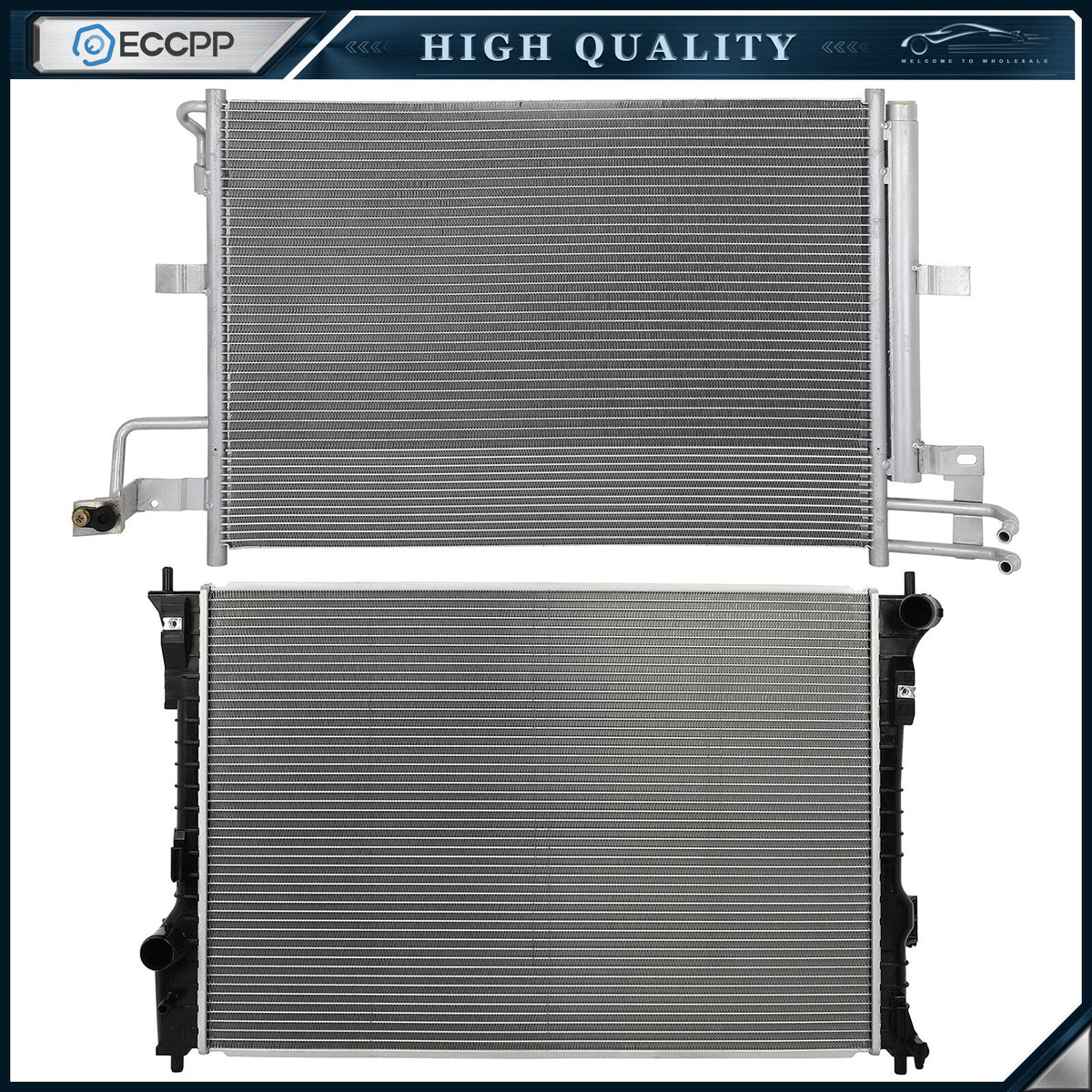 Aluminum Radiator & AC Condenser Cooling Kit For 2011 2012 13-19 Ford Explorer 6B93BC-57