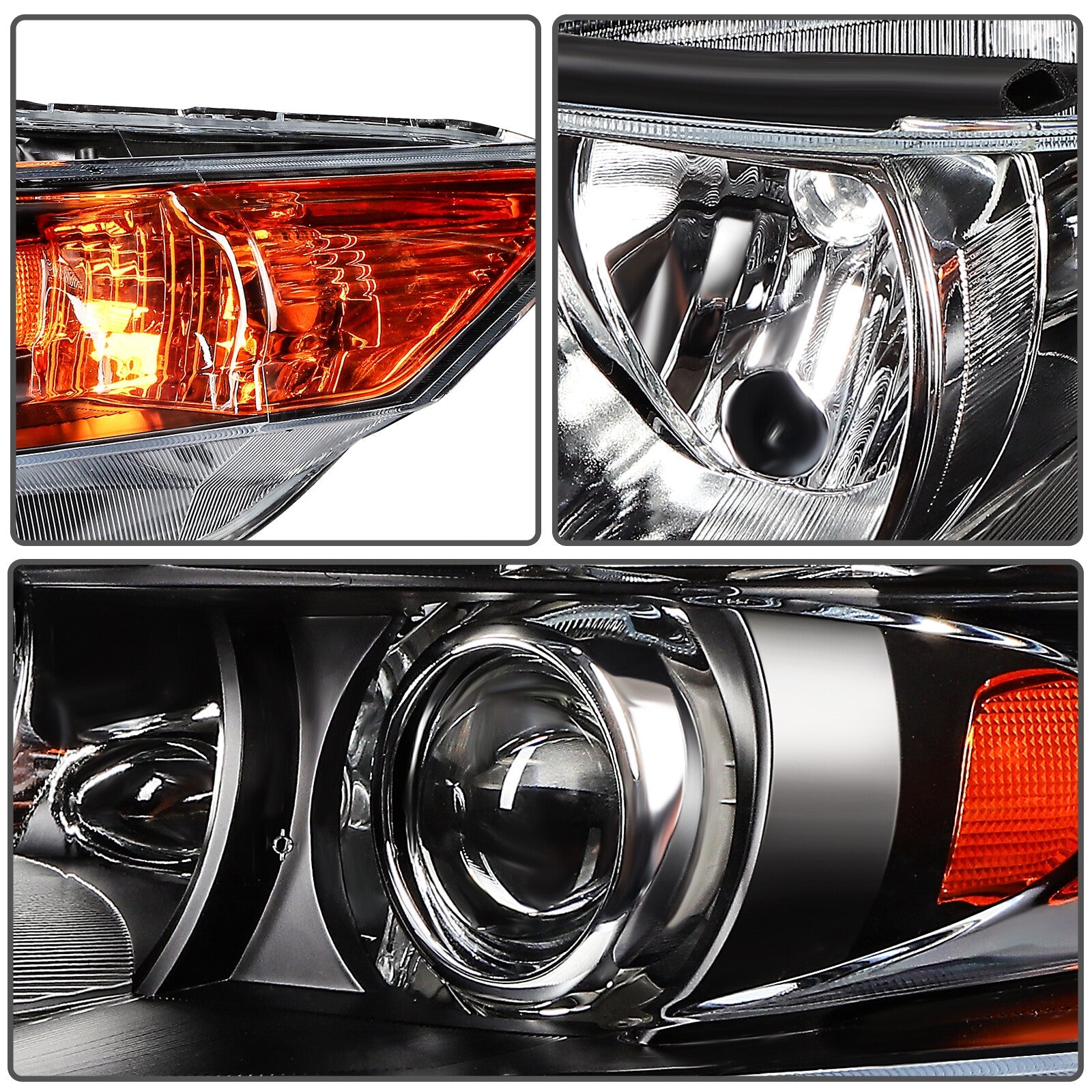 Left+Right Headlights Assembly For 2009-14 Acura TSX Black Housing Headlamp 6B93BC-57