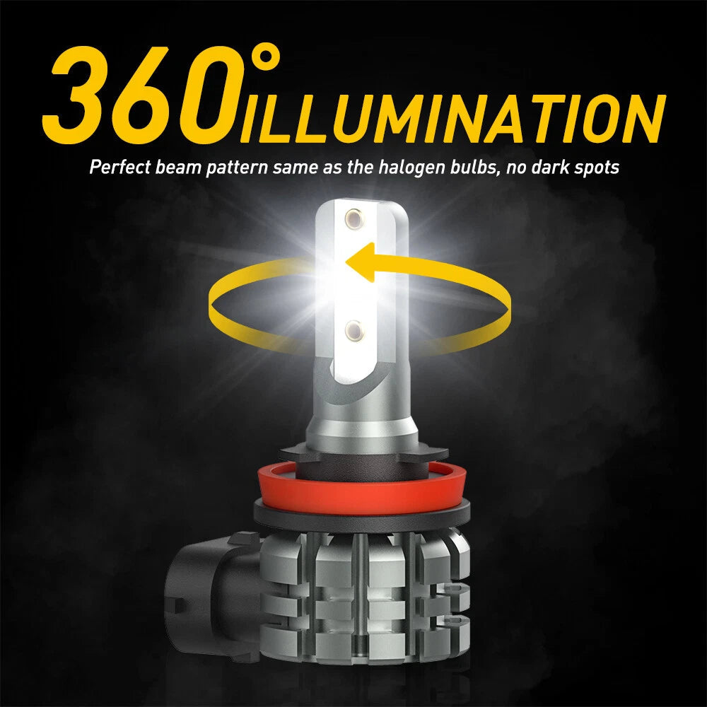 2X AUXITO H11 H16 H8 LED Fog Driving Light 6000K Super Bright Bulb DRL White L3A AUXITO