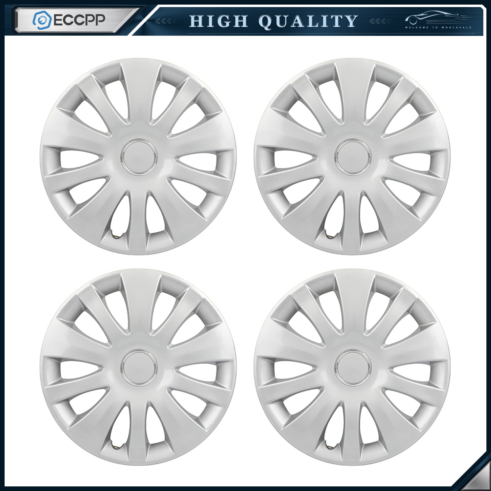 ECCPP Full Set Wheel Covers Fits R16 Tire & Steel Rim Snap On 16" Wheel Hub Caps ECCPP