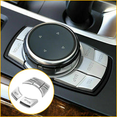 Chrome 7 Multi-Media Button Cover Decor Trim For BMW F10 F30 M1 2 Series iDRIVE 6B93BC-57