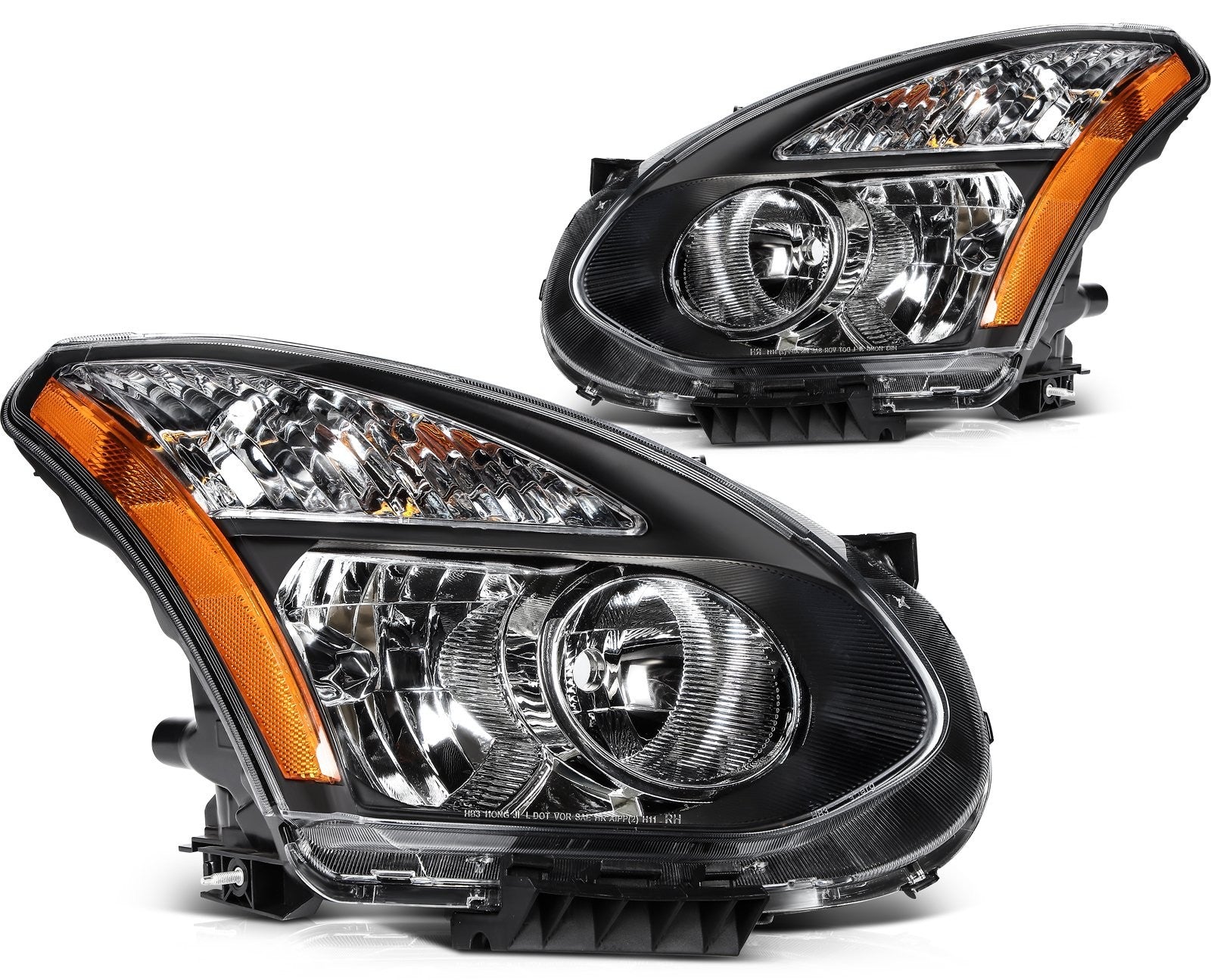 Headlights Assembly Left+Right For Nissan Rogue 2013-2008 Black Housing w/Amber KOEEP