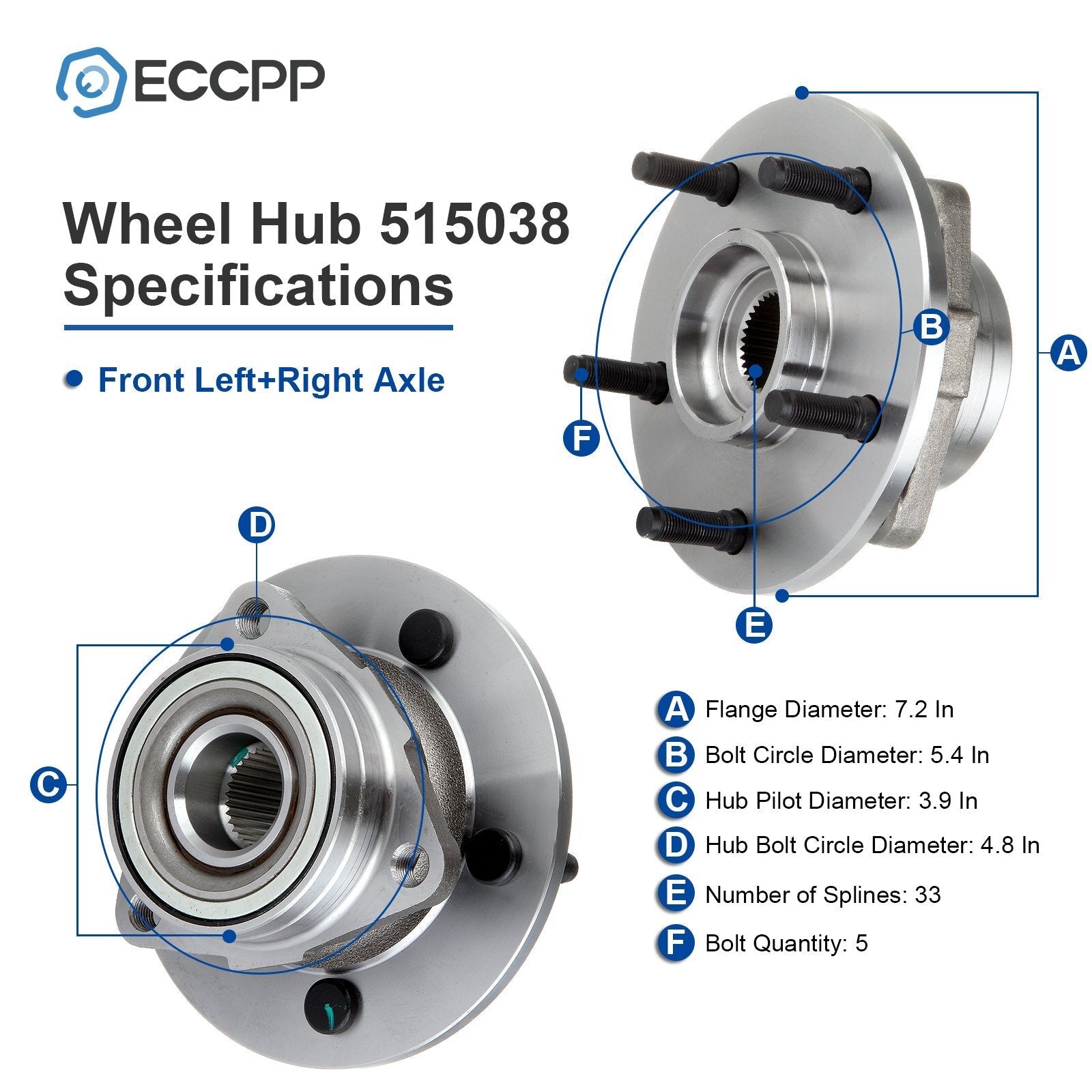 Pair Front Wheel Hub Bearings Assembly For 2000 2001 Dodge Ram 1500 4WD Only KOEEP