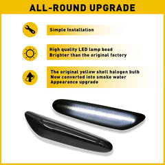 White LED Sequential Side Marker Lights For BMW E60 E61 E82 E88 E90 E91 E92 E93 6B93BC-57