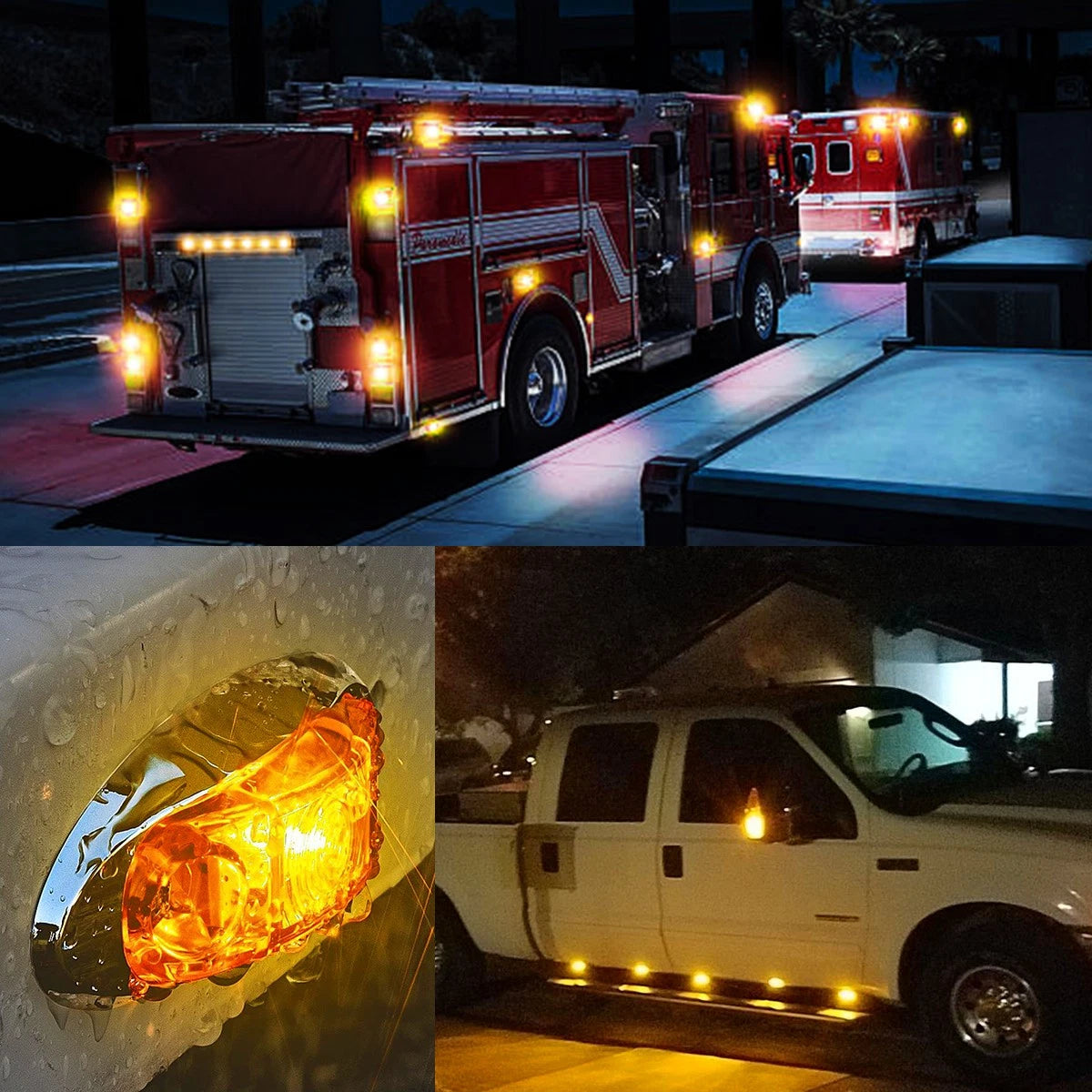 20x Amber 4" 3-LED Marker Side Clearance Lights RV Truck Trailer Waterproof 12V 6B93BC-57
