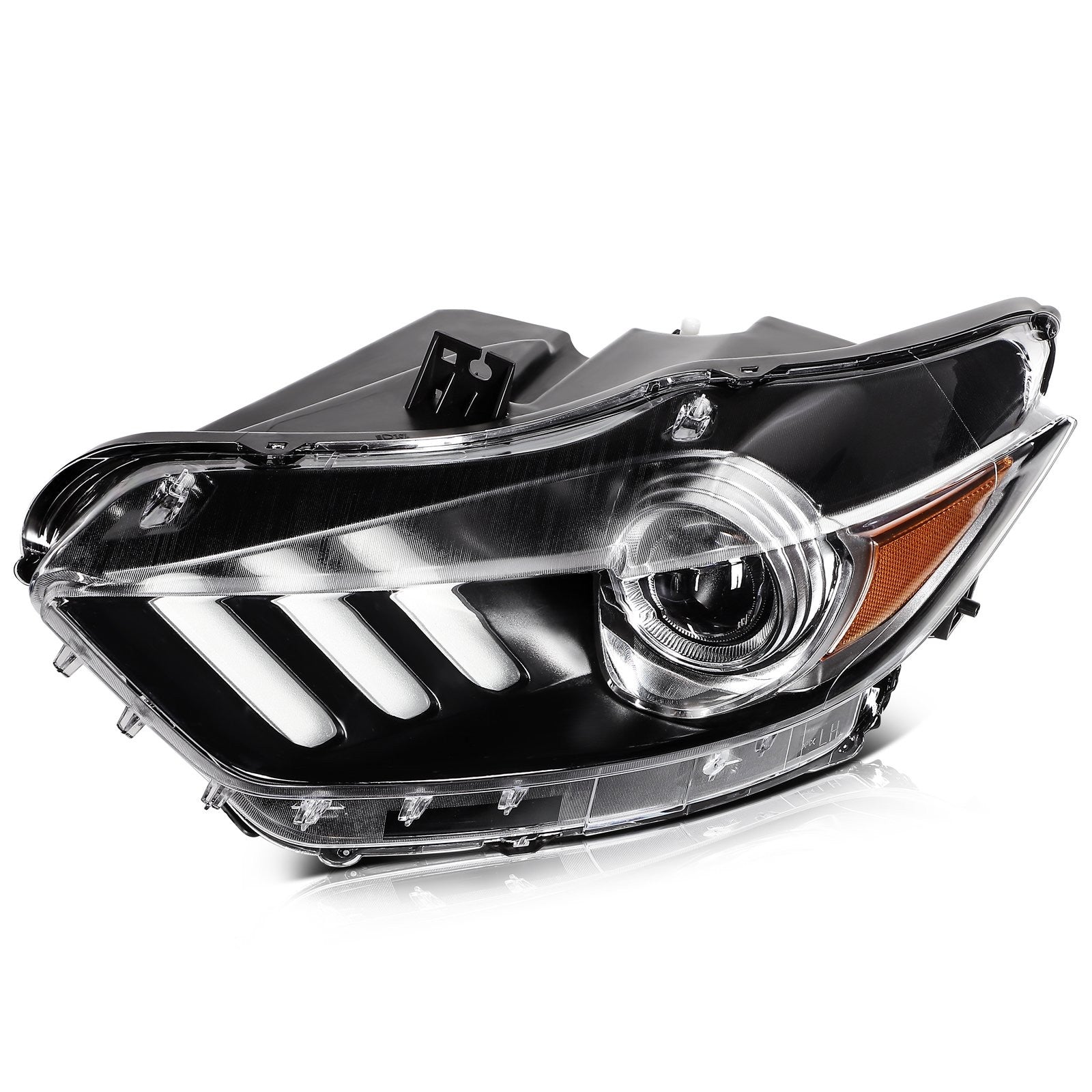 Driver Left Side HID Headlight Assembly For 2015-2017 Ford Mustang Black Amber 6B93BC-57