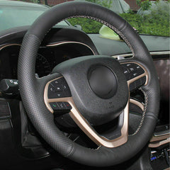 Top Leather Steering Wheel Hand-stitch on Wrap Cover For Jeep Grand Cherokee