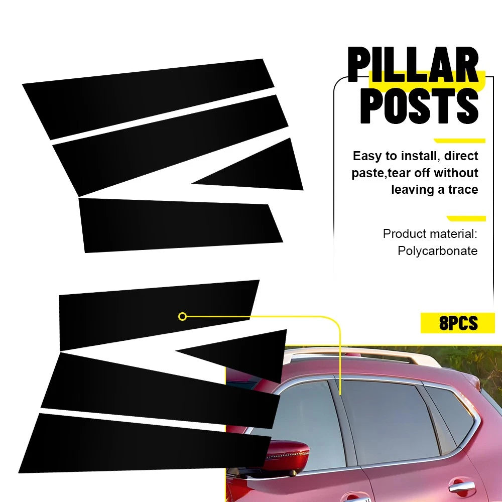 8X Black Pillar Posts Door Trim Cover Car Accessories For 2014-2020 Nissan Rogue 6B93BC-57
