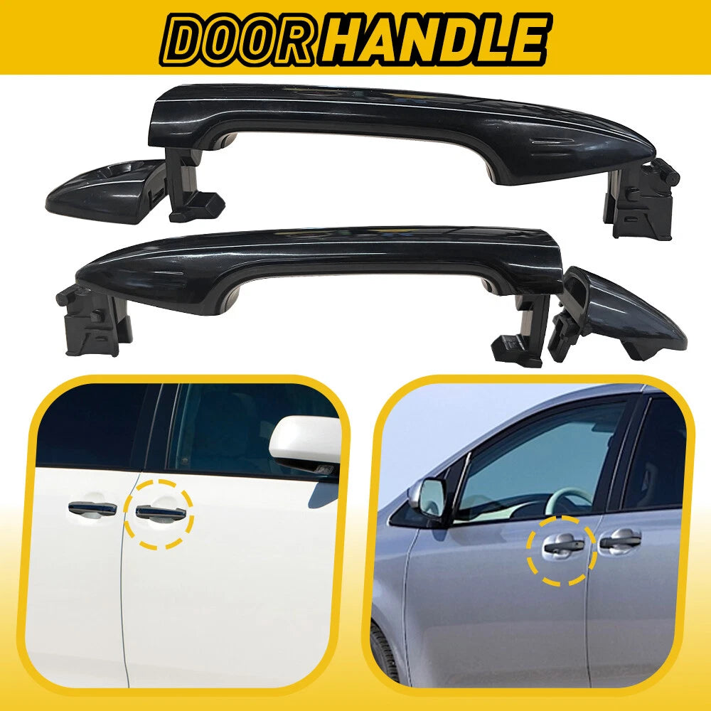 Door Handle Exterior Front LH RH Pair Set Black Fits for Toyota 2011-2016 Sienna 6B93BC-57