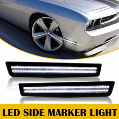Smoked White LED Front Bumper Side Marker Lights For 2015-2022 Dodge Challenger 6B93BC-57