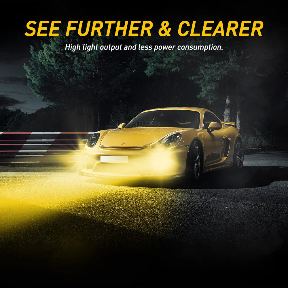 2X AUXITO H8 H11 H16 LED Fog Light DRL Bulb 4000LM Golden Yellow High Power L3A AUXITO