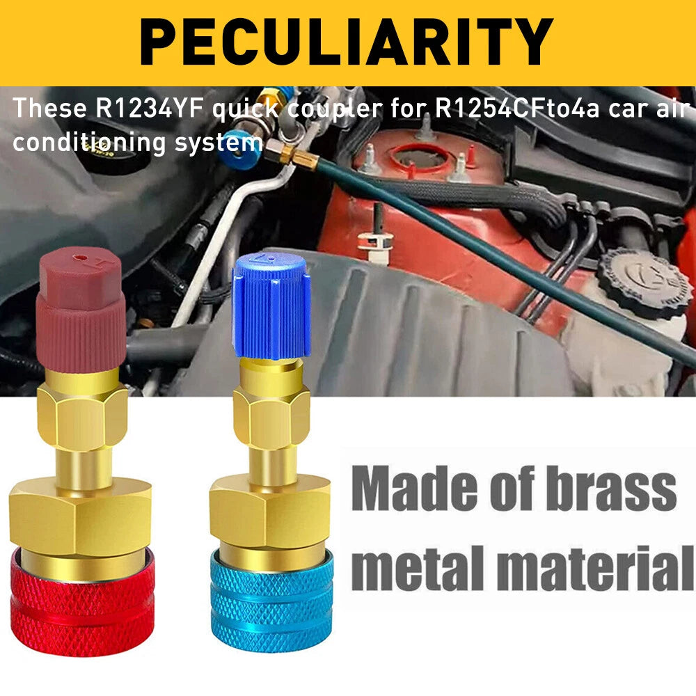 2pcs R1234yf Quick Couplers Kit R1234YF to R134A Quick Coupler Adapter High/Low 6B93BC-57