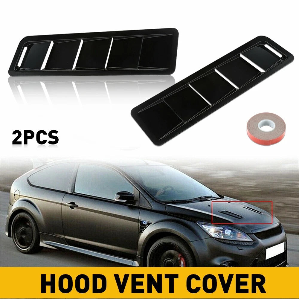 2X Black Universal Car Bonnet Hood Vent Louvers 5 Scoop Cover Air Flow Inlet EOA 6B93BC-57