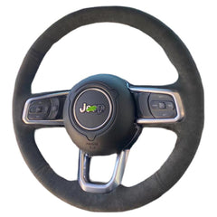 Suede Leather Steering Wheel Hand-stitch on Wrap Cover For Jeep Wrangler 2018-21