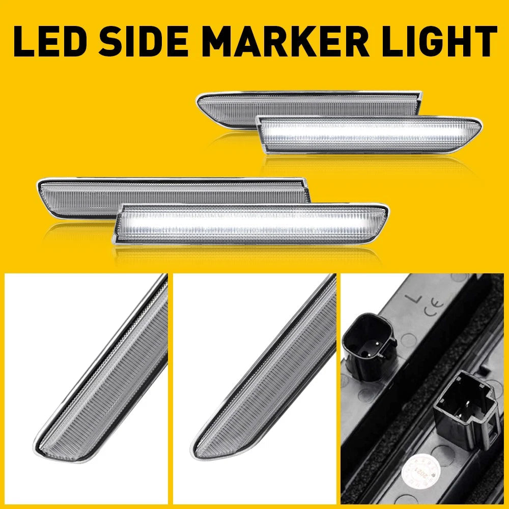 4X For 2004-08 Acura TL Clear Front+Rear White LED Side Marker Lights Lamps EOA 6B93BC-57