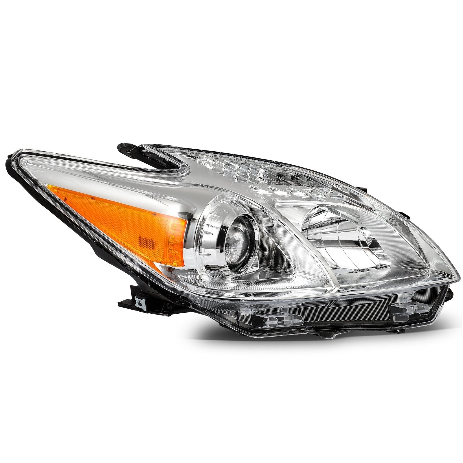 Pair Halogon Headlights Assembly For 2010-2011 Toyota Prius 1.5L Chrome Amber 6B93BC-57