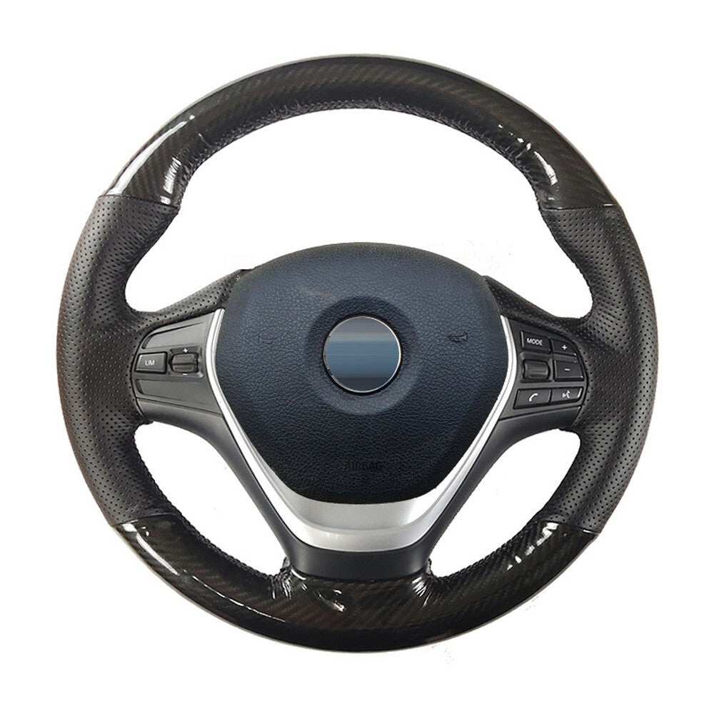 5D Carbon Fiber& Leather Steering Wheel Hand-stitch on Wrap Cover For BMW F30