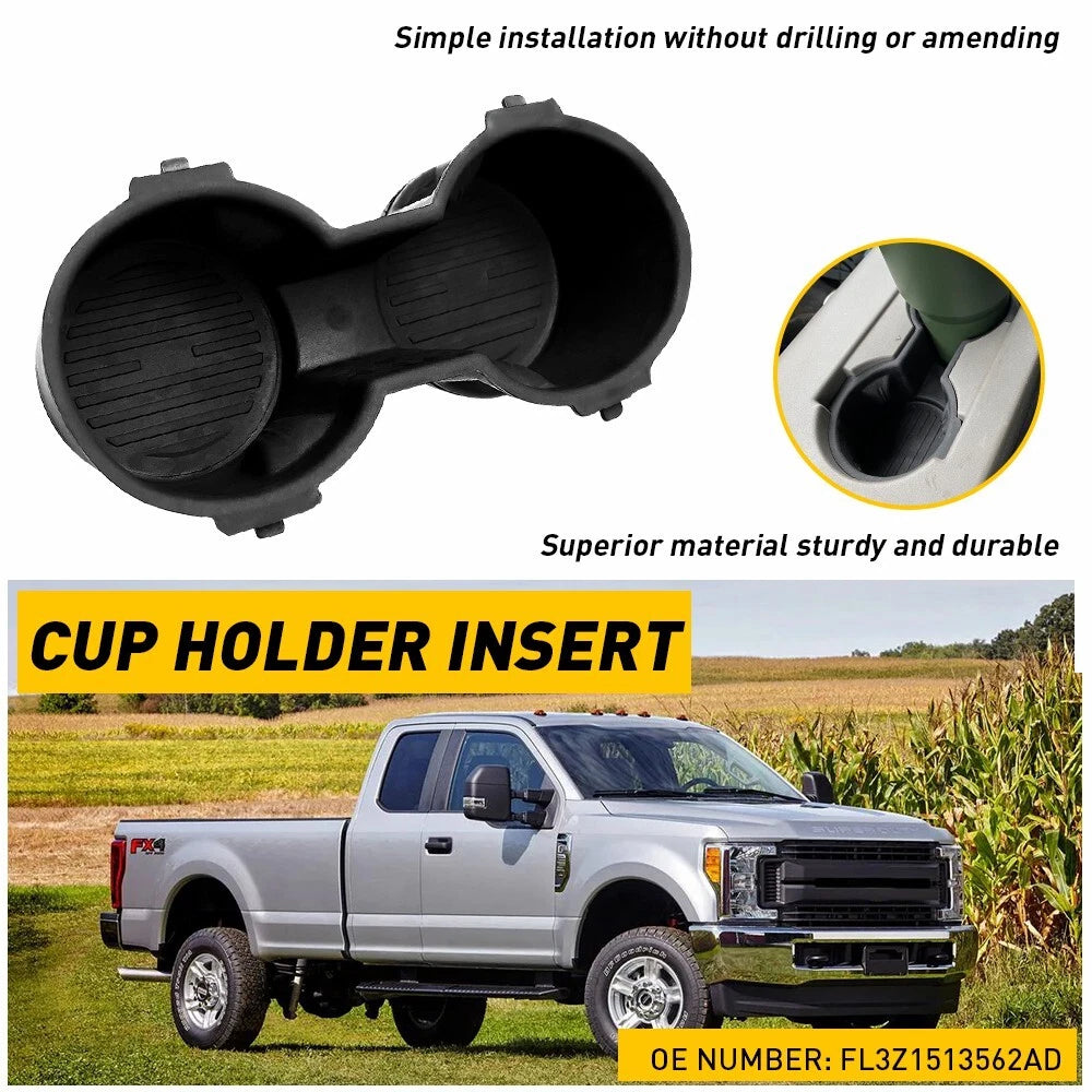 Front Seat Dual Cup Holder Rubber Insert FIT FOR 2015-2017 Ford F-150 BLACK EOA 6B93BC-57