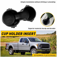 Front Seat Dual Cup Holder Rubber Insert FIT FOR 2015-2017 Ford F-150 BLACK EOA 6B93BC-57
