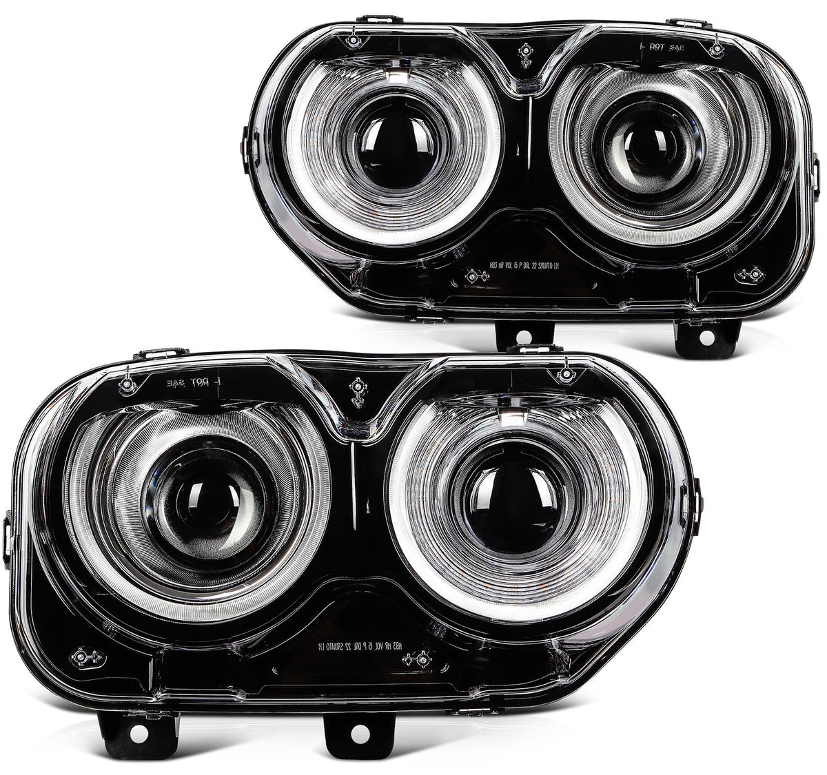 Pair Kit LED Black Headlights Assembly For 2015-2022 Dodge Challenger Black 6B93BC-57