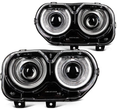 Pair Kit LED Black Headlights Assembly For 2015-2022 Dodge Challenger Black 6B93BC-57