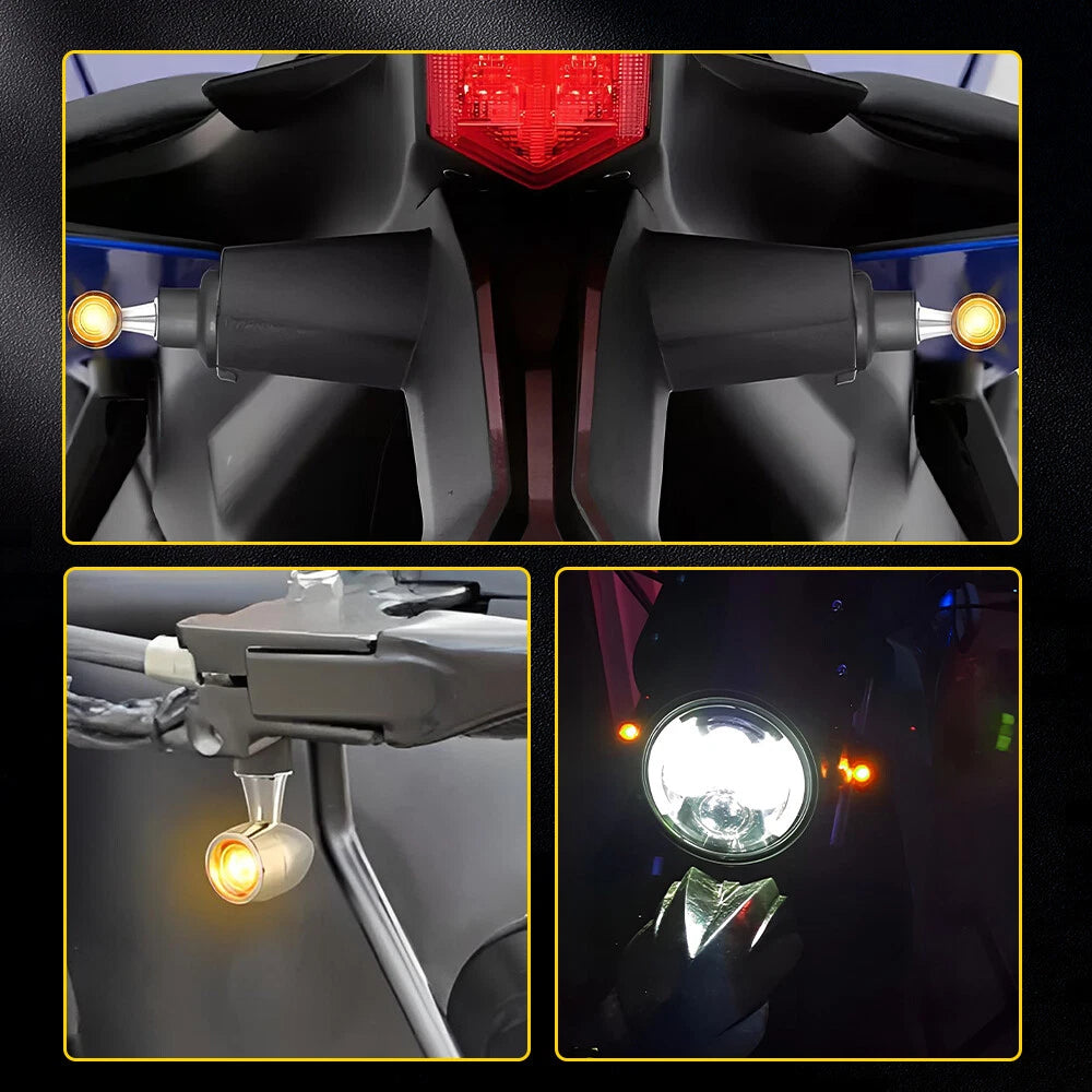 Mini Motorcycle LED Bullet Turn Signal Blinker Light Indicator Amber Chrome 2X A 6B93BC-57
