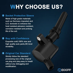 For Ford F150 Lincoln 4.6L 5.4L V8 8 Spark Plugs & 8 Pack Ignition Coils DG508 6B93BC-57