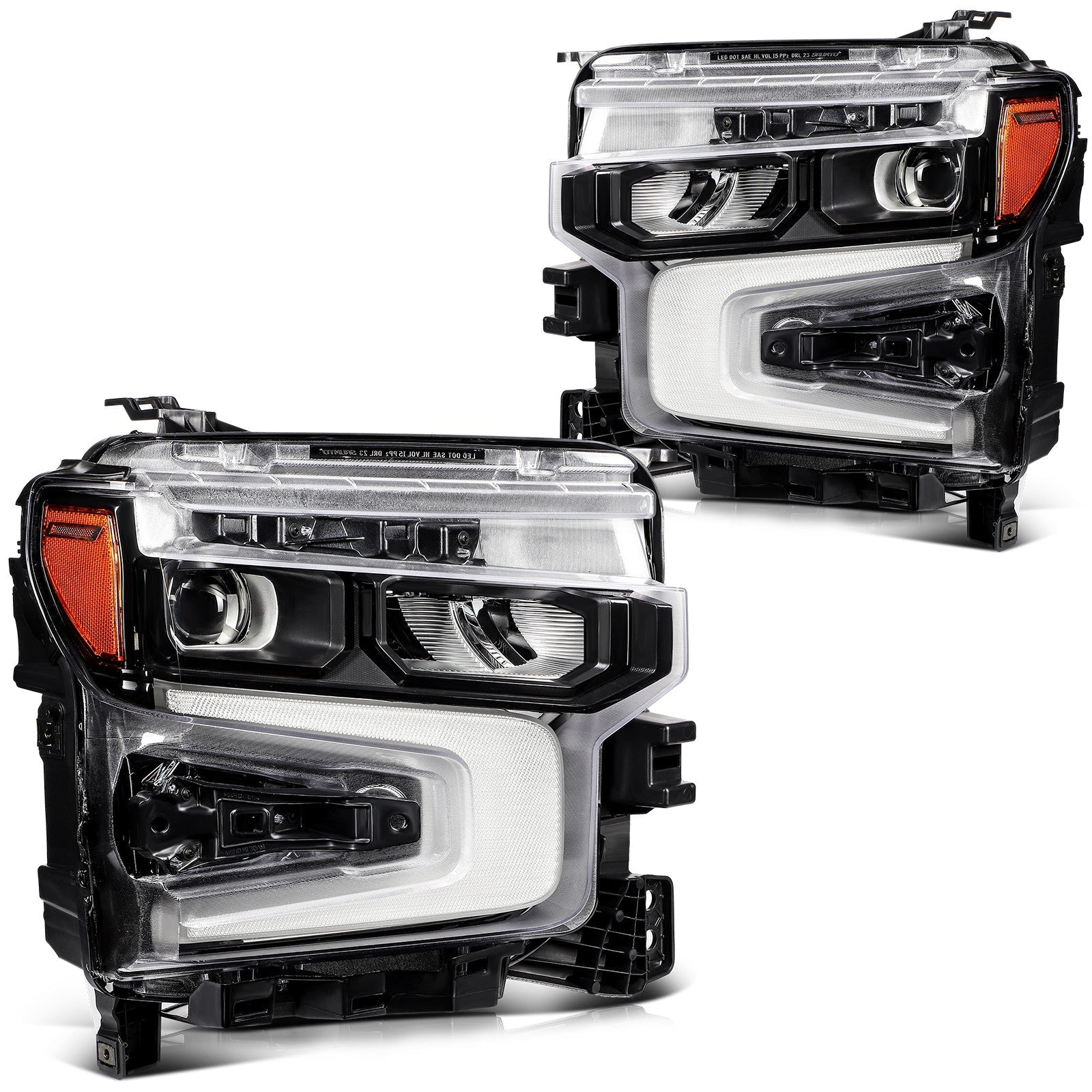 Pair Kit LED Headlights For 2022-2024 Chevrolet Silverado 1500 LT RST Black 6B93BC-57