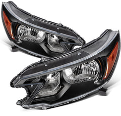 Pair Halogon Headlights Assembly For 2012-2014 Honda CR-V CRV 2.4L Black Amber 6B93BC-57