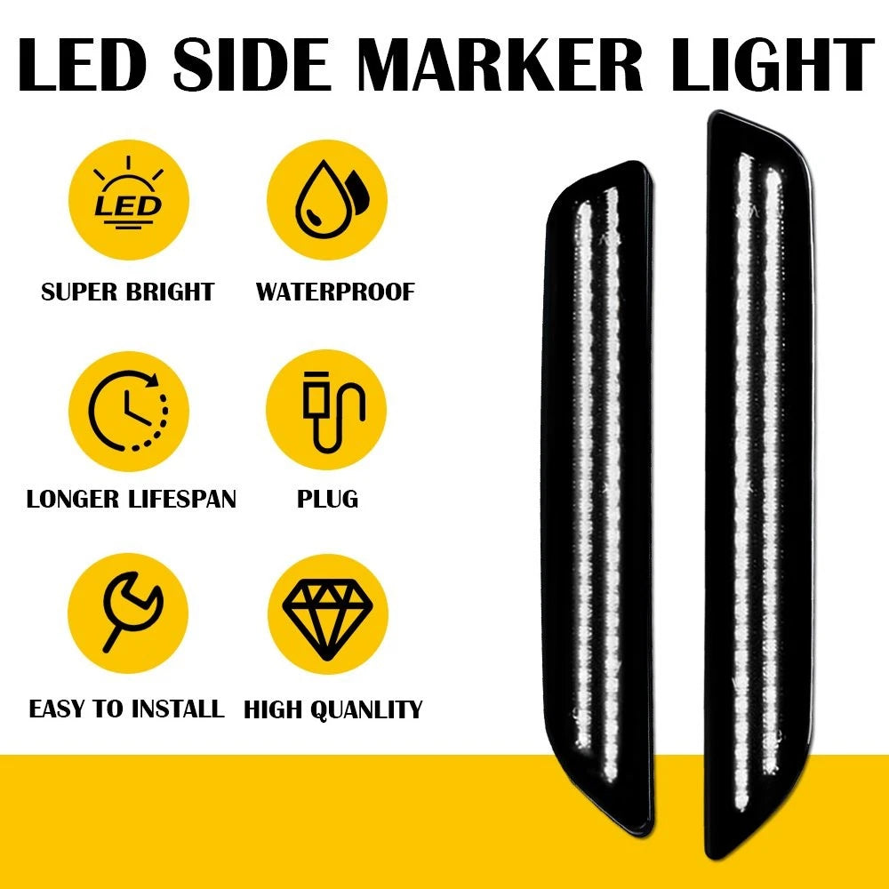 4PCS Front+Rear Marker Side LED Light Lamp White For Smoked Ford Mustang 10-14 6B93BC-57