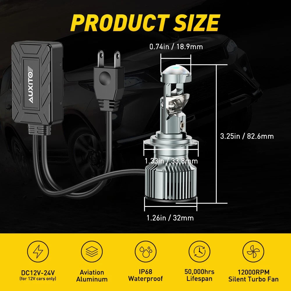 AUXITO H7 LED Headlight Bulb Kit High Low Beam 30000LM Super Bright 6500K Y19 EA AUXITO