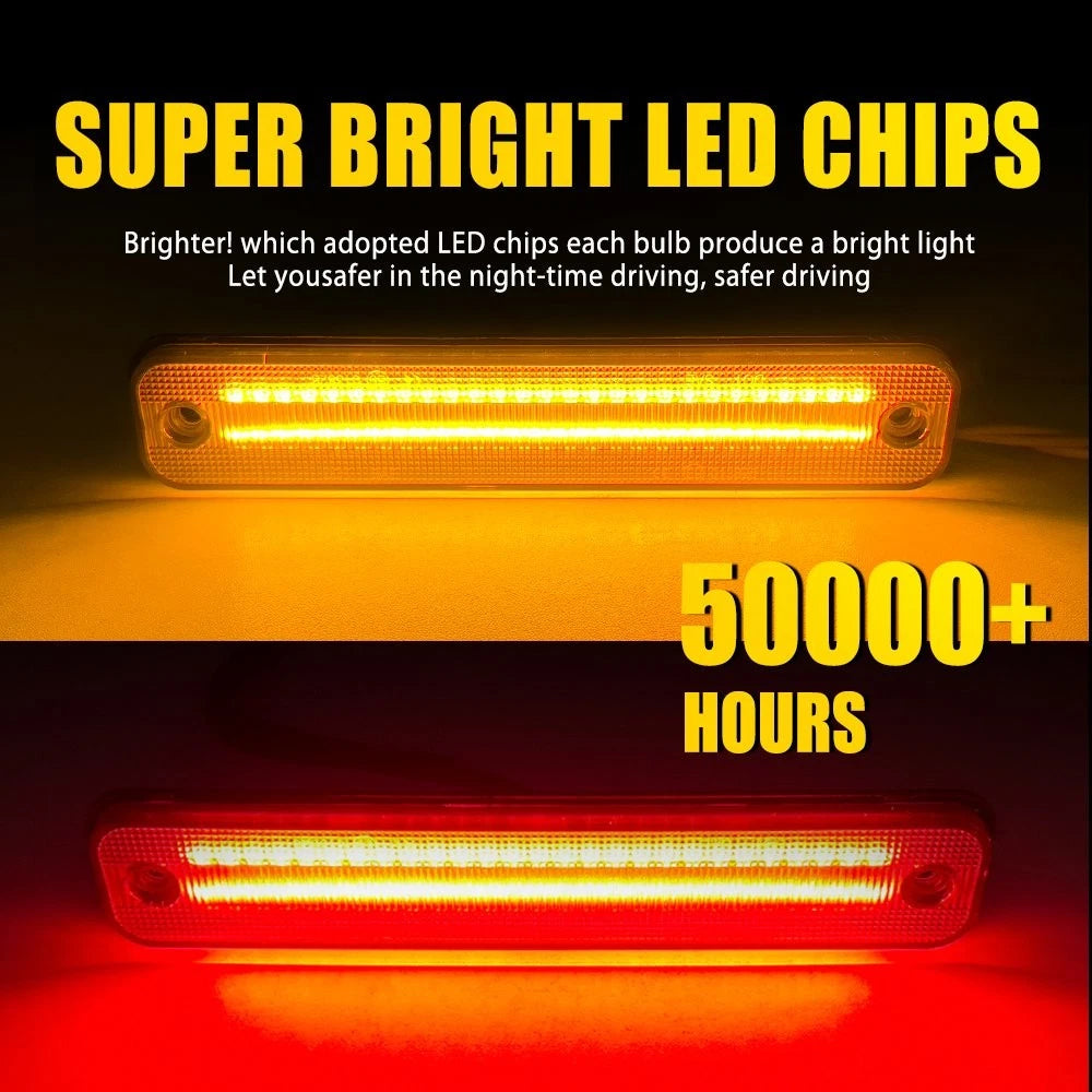 For 2003-2009 Hummer H2 Amber Red Front Rear LED Side Marker Light Sealed 4PCS A 6B93BC-57