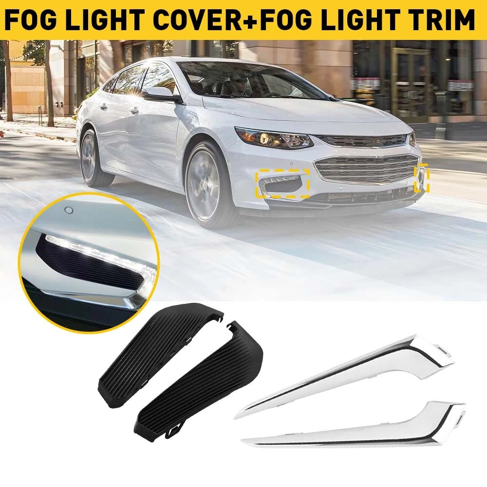 Chrome Front Bumper Fog Light Lamp Cover Trim for Set Chevrolet Malibu XL 16-18 6B93BC-57