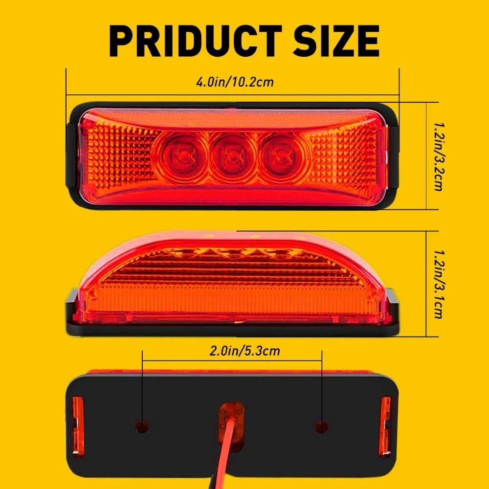 8x Amber Red 3LED Marker Side Clearance Driving Truck RV Trailer Indicator Light 6B93BC-57