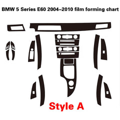 Interior Center Console Carbon Fiber Molding Sticker Decals For BMW 5 Series E60
