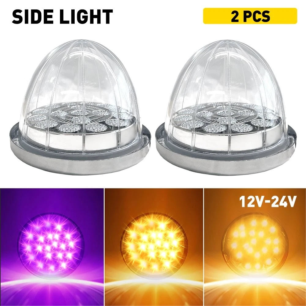 2X Glass Watermelon Lights Side Marker Turn Signal Lamp Clear Amber Purple 12V A 6B93BC-57