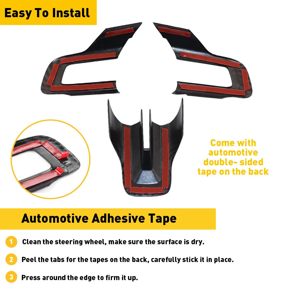 Steering Wheel Switch Button Cover Trim Carbon Fiber For Ford Mustang 15-22 EOA 6B93BC-57