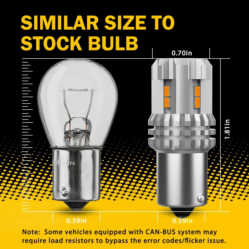 LED Front Turn Signal Blinker Light Bulbs 1156 7506 3497 Amber Yellow 2200K 2pcs 6B93BC-57