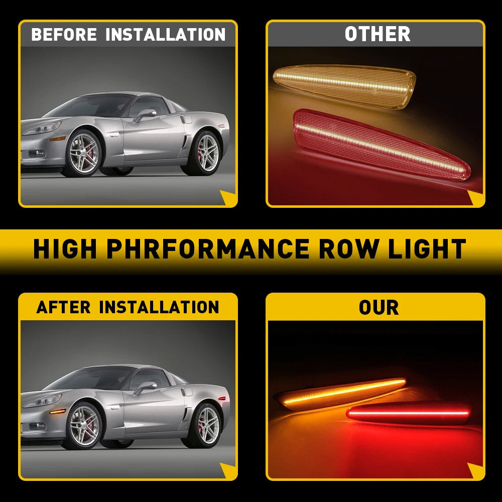 4X Amber Red Front Rear Marker Light For 05-13 Chevrolet Corvette C6 Accessories 6B93BC-57