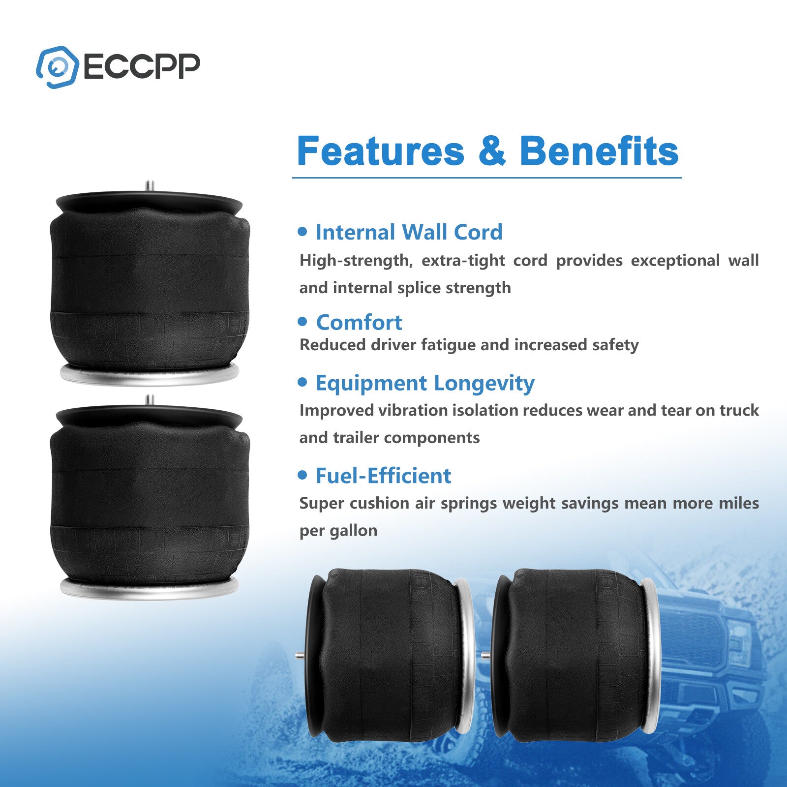 4PCS Air Suspension Rear Air Bags For Peterbilt Goodyear 1R12-069 W01-358-9069 6B93BC-57