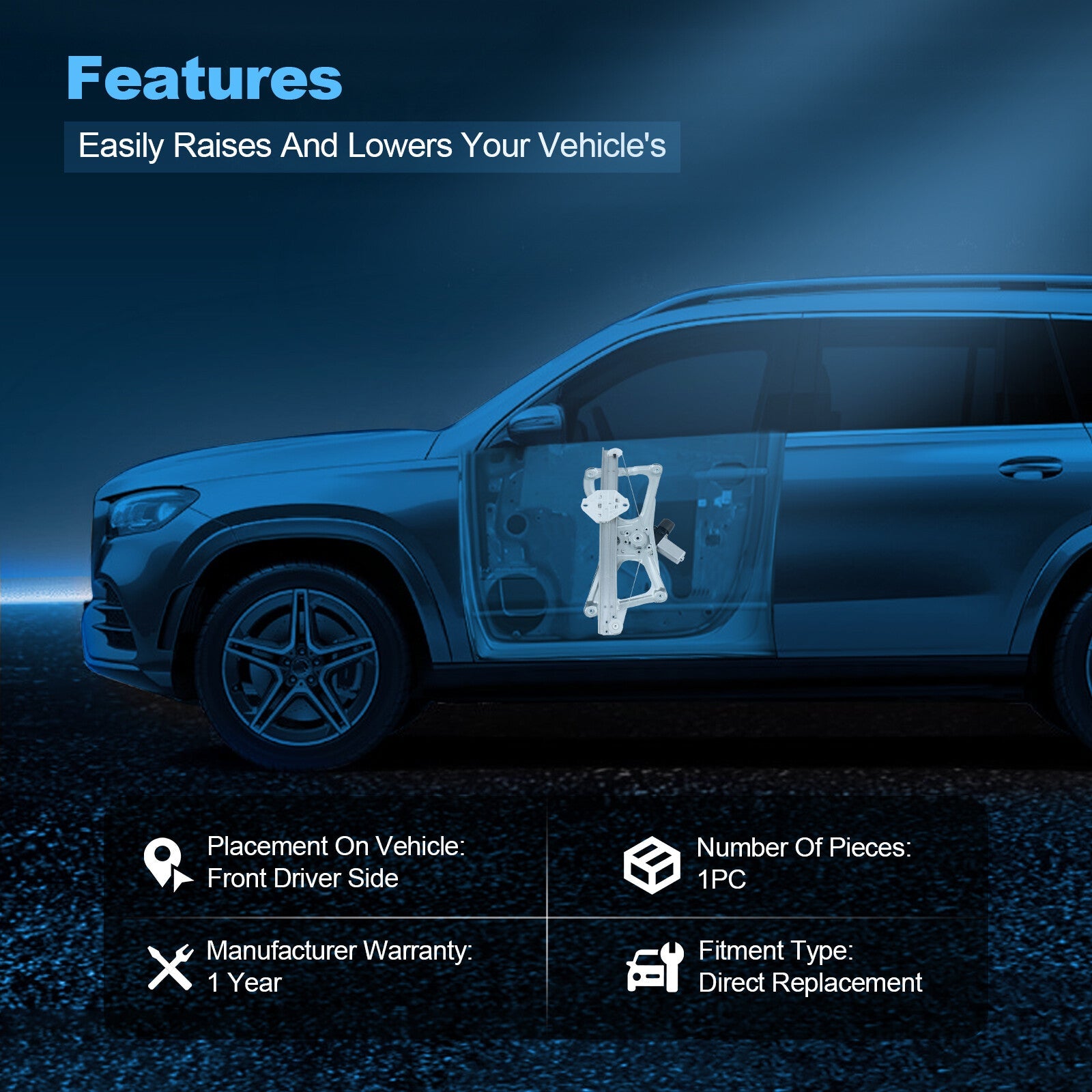 For 2006-2011 Honda Civic Sedan Front Left Power Window Regulator With Motor 6B93BC-57