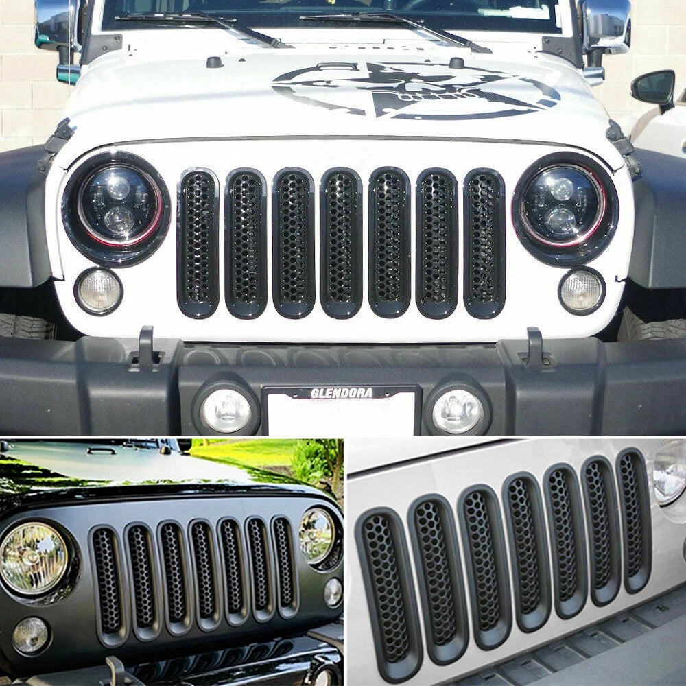 Front Mesh Grille Inserts Accessories For Jeep Wrangler JKU JK 2007 08-2018 EOA 6B93BC-57
