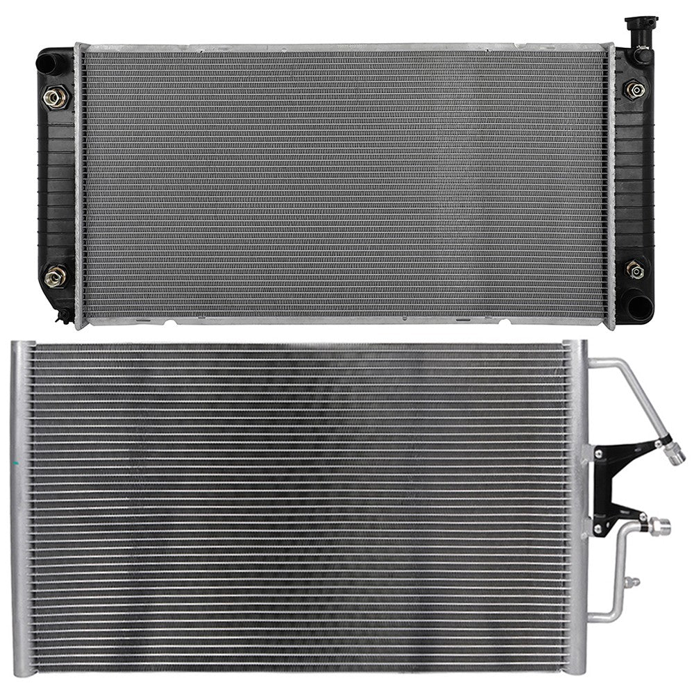 Aluminum Radiator & AC Condenser Cooling Kit For 1996 1997 1998-2000 GMC C2500 6B93BC-57