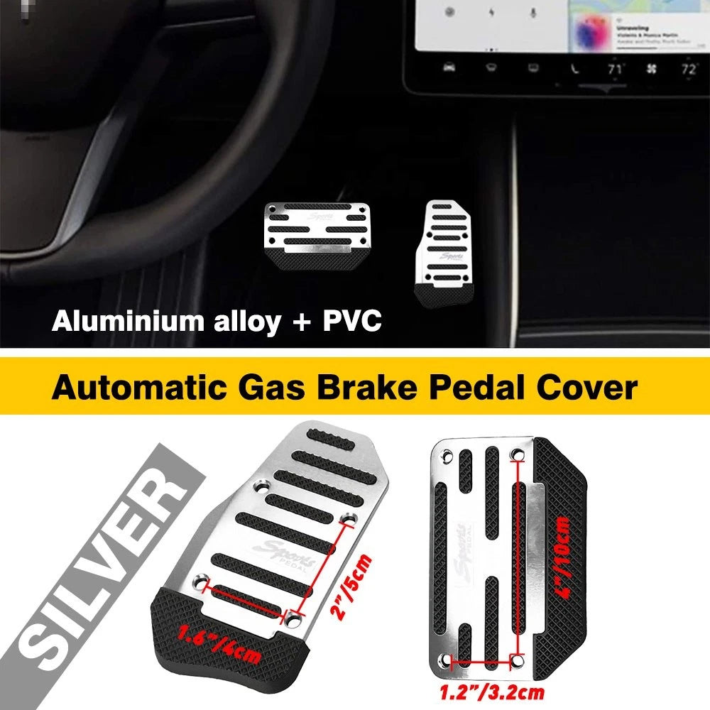 [Silver] Non Slip Automatic Gas Brake Foot Pedal Pad Cover Car Auto Accessories 6B93BC-57